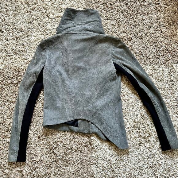 Helmut Lang Gray Lamb Leather Biker Moto Jacket Asymmetrical Women’s Size XS-S - Picture 4 of 15